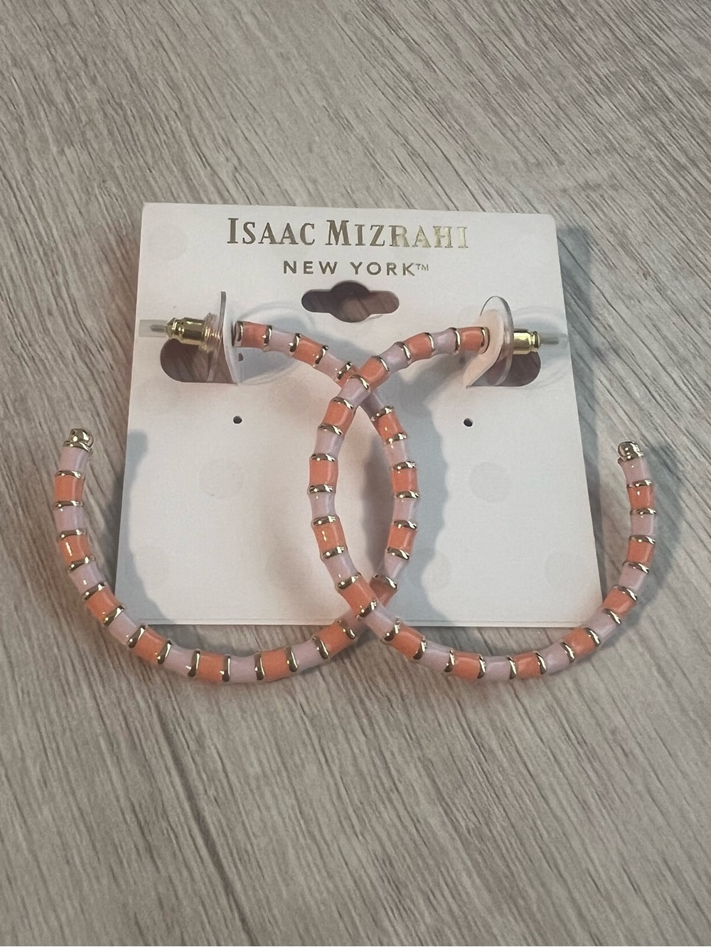Isaac Mizrahi Pink, Coral and gold Hoop Earrings